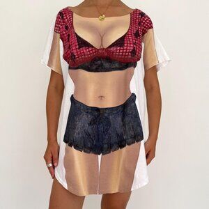 90s vintage womens body graphic novelty funny beach vacation coverup tee shirt